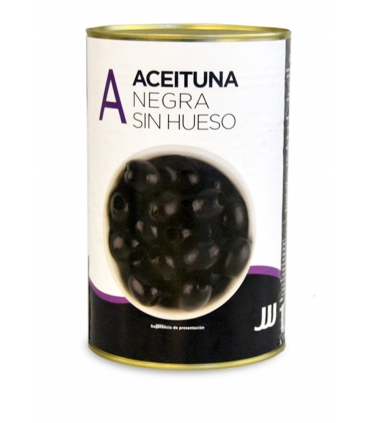 ACEITUNAS NEGRAS S/HUESO 280/320 FR. LATA 5 KG. "JJJ"