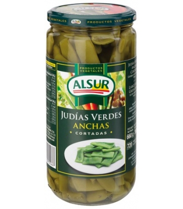 JUDIAS VERDES ANCHAS CORTADAS TARRO 720 "ALSUR"