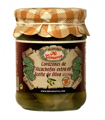 CORAZONES ALCACHOFAS AC. OLIVA 10/15 FR. TARRO 445 "MI CONSERVA"