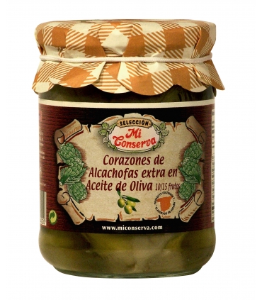 CORAZONES ALCACHOFAS AC. OLIVA 10/15 FR. TARRO 445 "MI CONSERVA"